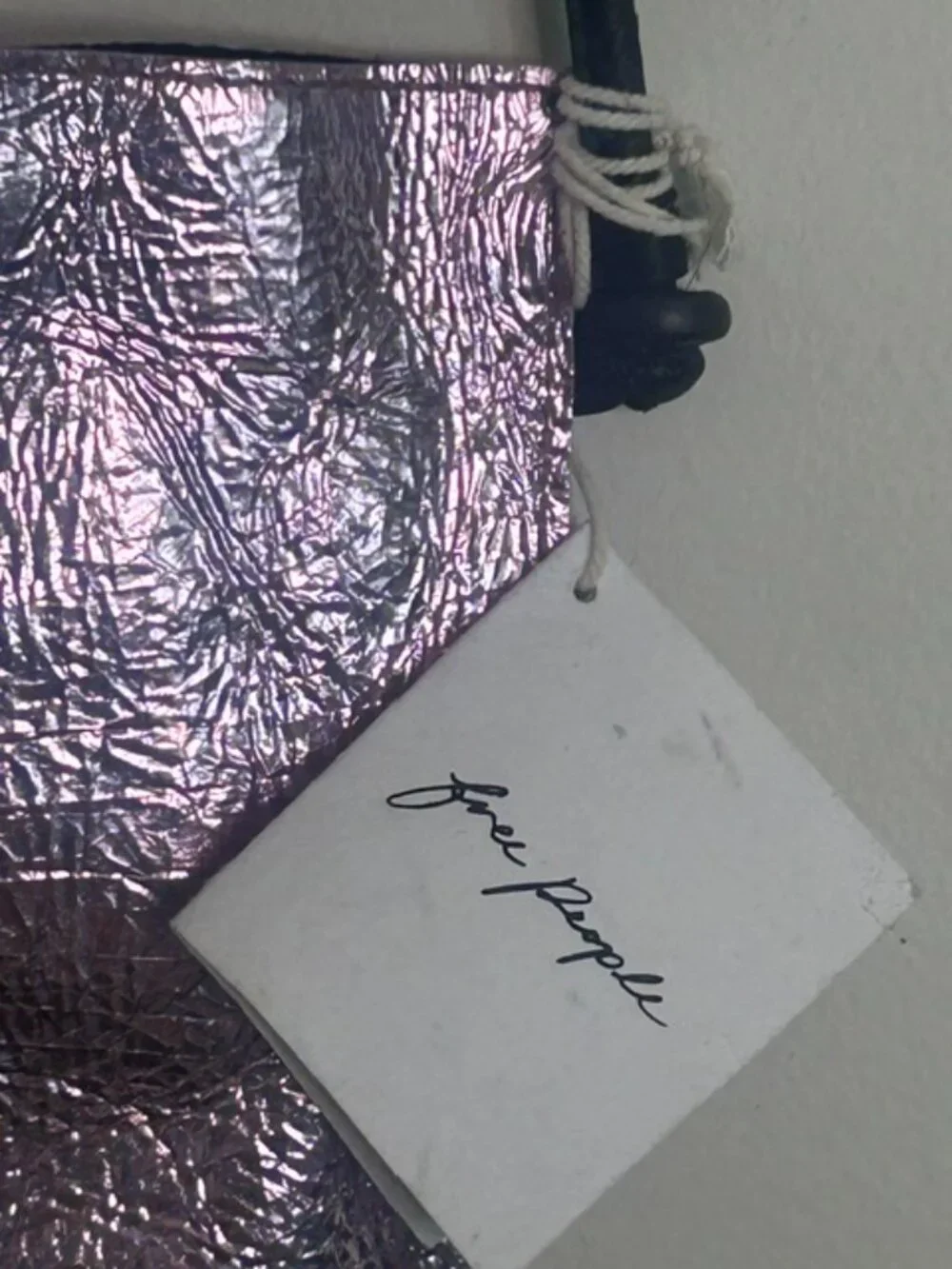 Free People Glitter Damsel Metallic Pink Leather Crossbody Handmade NWT - Picture 7 of 16